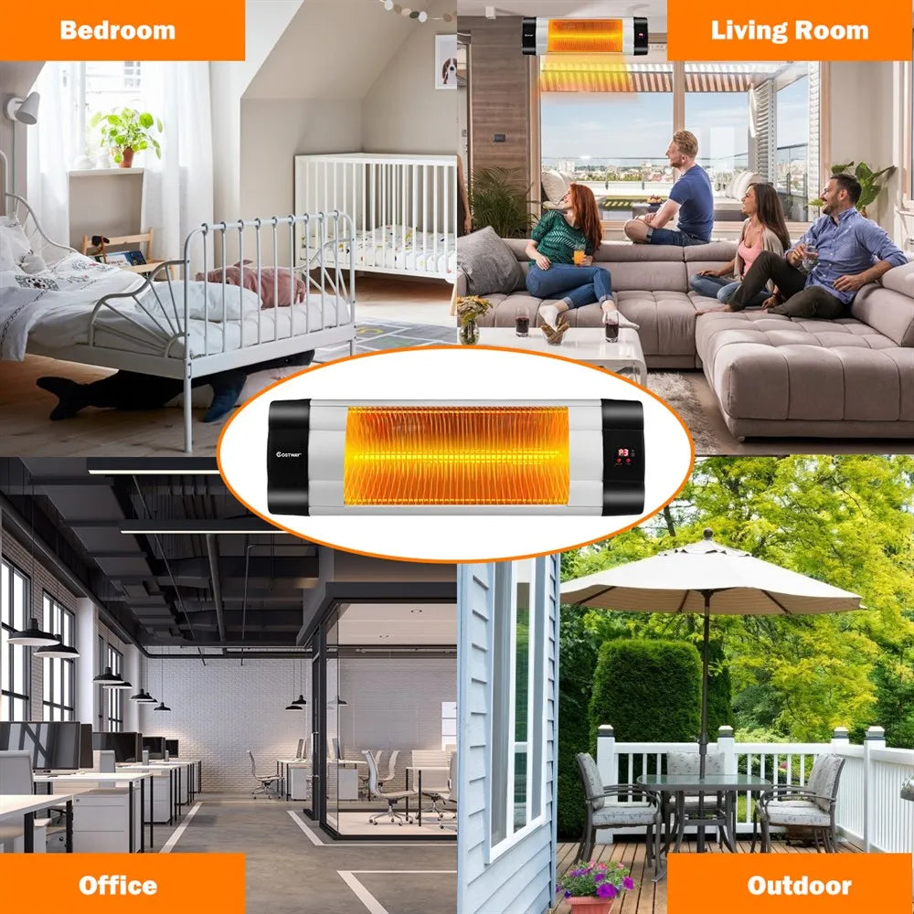 Costway 1500W Infrared Patio Heater Remote Control 24H Timer