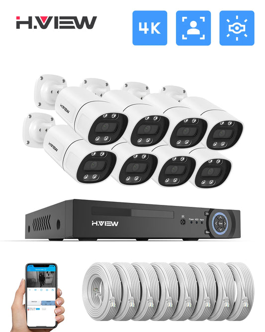 H.View 4K 5Mp 8Mp poe Cctv Security Camera  8Ch Nvr Audio Outdoor Ip Camera xmeye app - Link Logical Mall