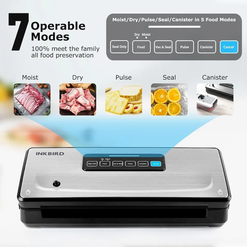 INKBIRD 10-in-1 Food Vacuum Sealer: Bag Storage up to 20FT, Cutter Included