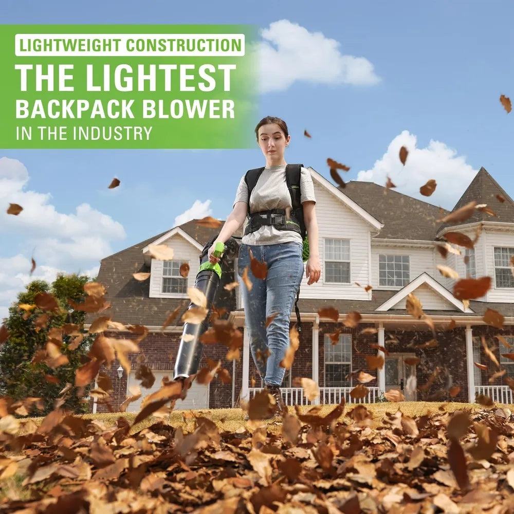 Greenworks 40V (175 MPH / 710 CFM  Dual Port Cordless Brushless Backpack Leaf Blower, (2)8.0Ah Battery - Link Logical Mall