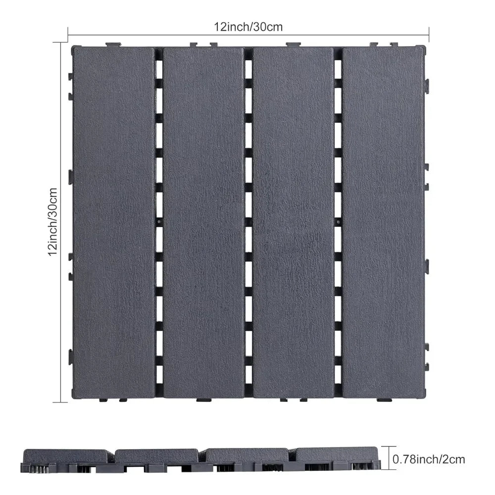 45 Sq.Ft Plastic Interlocking Deck Tiles 12” X 12“ Waterproof