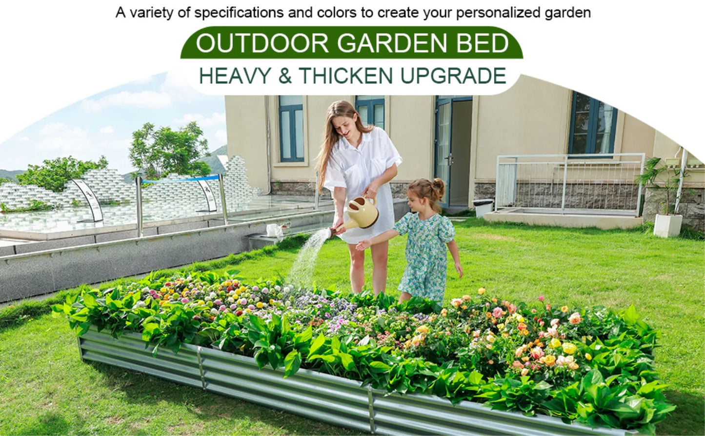 Land Guard 12×4×1ft Galvanized Raised Garden Bed Kit: Super Large Metal Planter for Vegetables