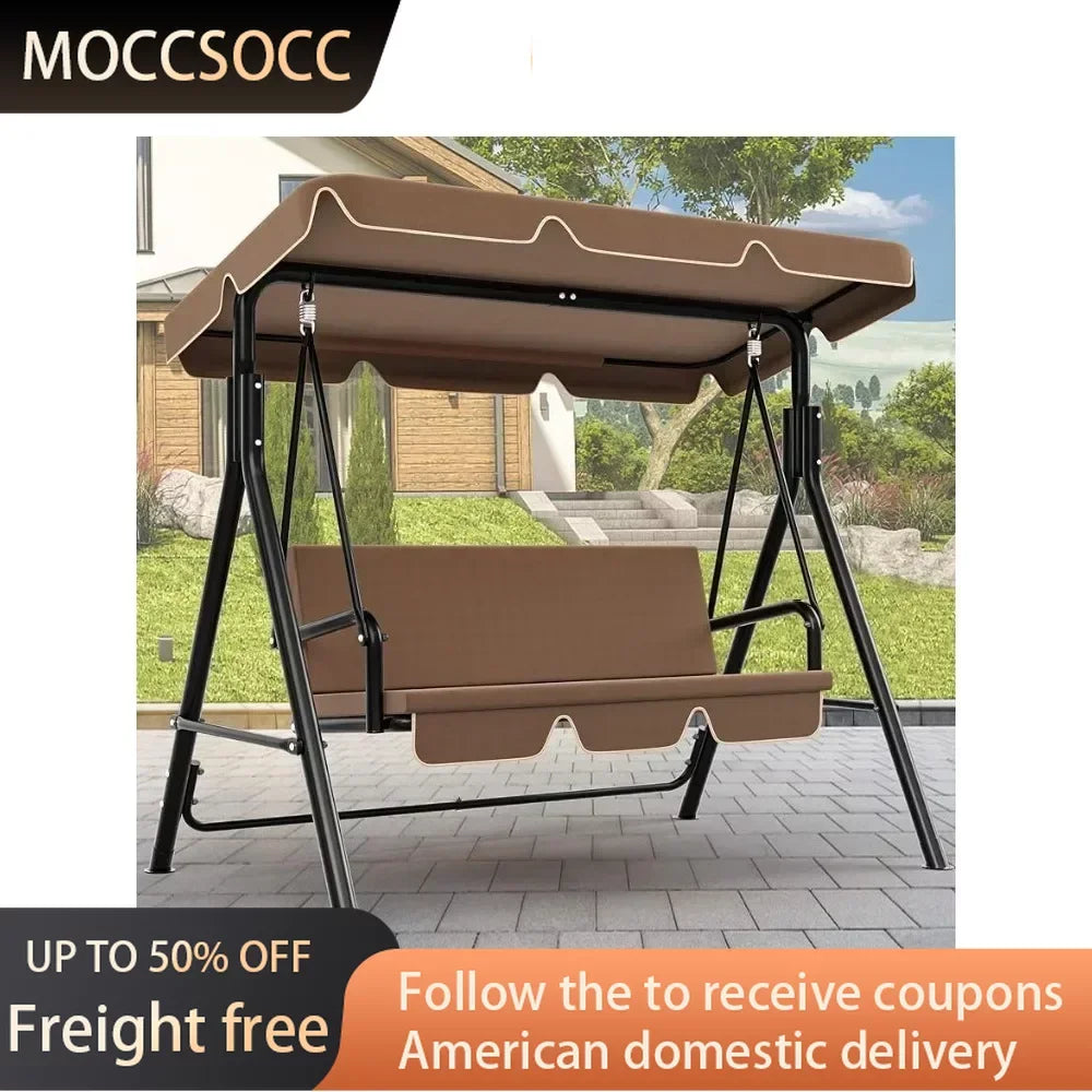 3-Person Outdoor Swing Chair: Balcony, Garden, Poolside, Porch - Includes Stand