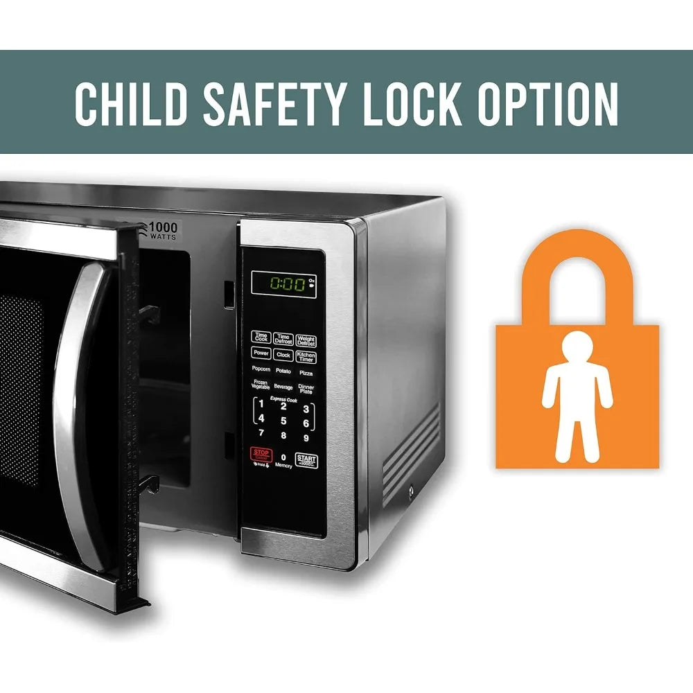 Countertop Microwave 1000 Watts, 1.1 cu ft - With LED Lighting and Child Lock - Link Logical Mall