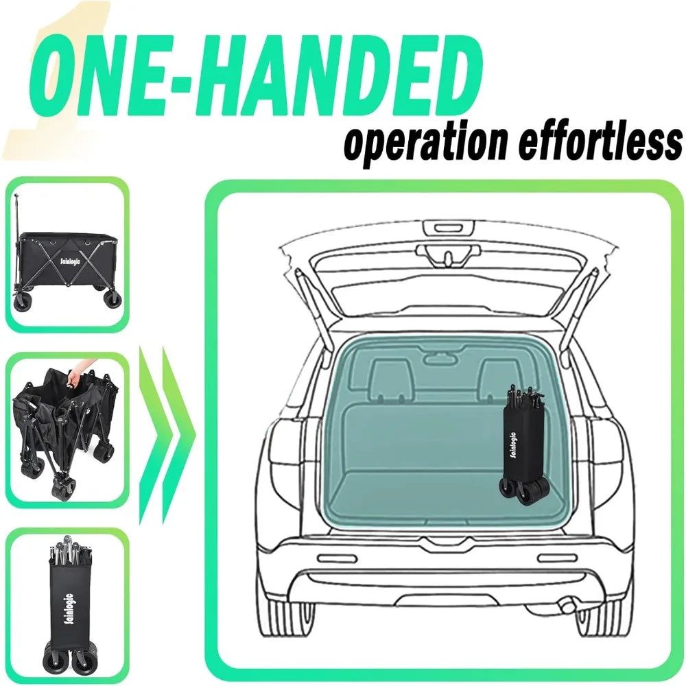 All-Terrain Folding Wagon: 450lbs Capacity, Collapsible, Big Beach Wheels