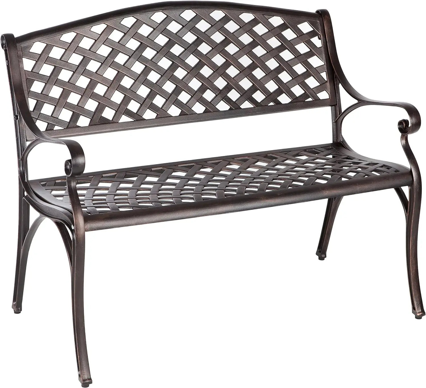 Cast Aluminum Patio Bench: Lightweight, Sturdy, Perfect for Garden, Backyard, Patio Relaxation