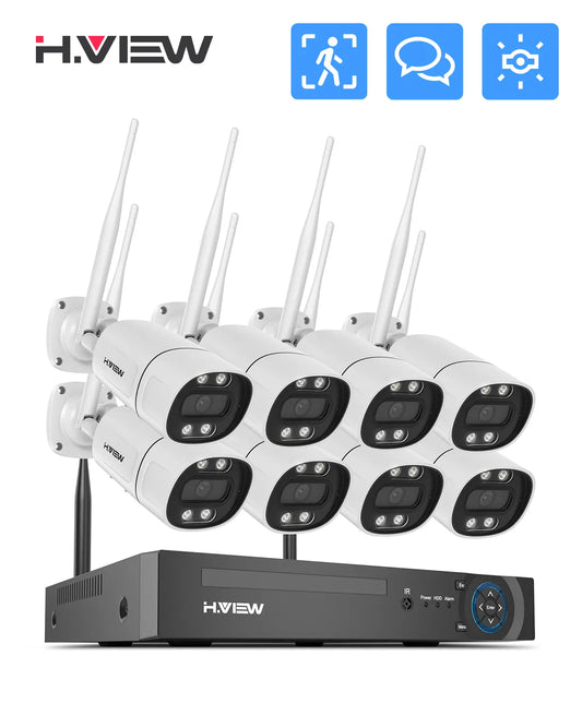 H.view 8CH 5mp Wireless Wifi Camera Security System CCTV NVR Indoor Outdoor Two-Way Audio Xmeye - Link Logical Mall