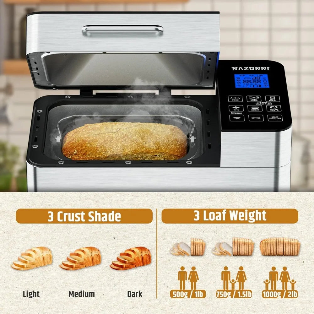 Bread Maker Machine UL Certified, Nonstick Bread Pan, Homemade 2Lbs, Gluten-Free Setting