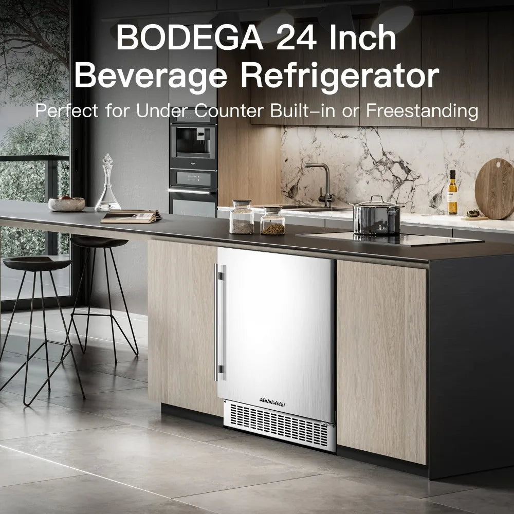 BODEGA Beverage Cooler 24 Inch, Built-in and Freestanding Beverage Refrigerator 180 Cans