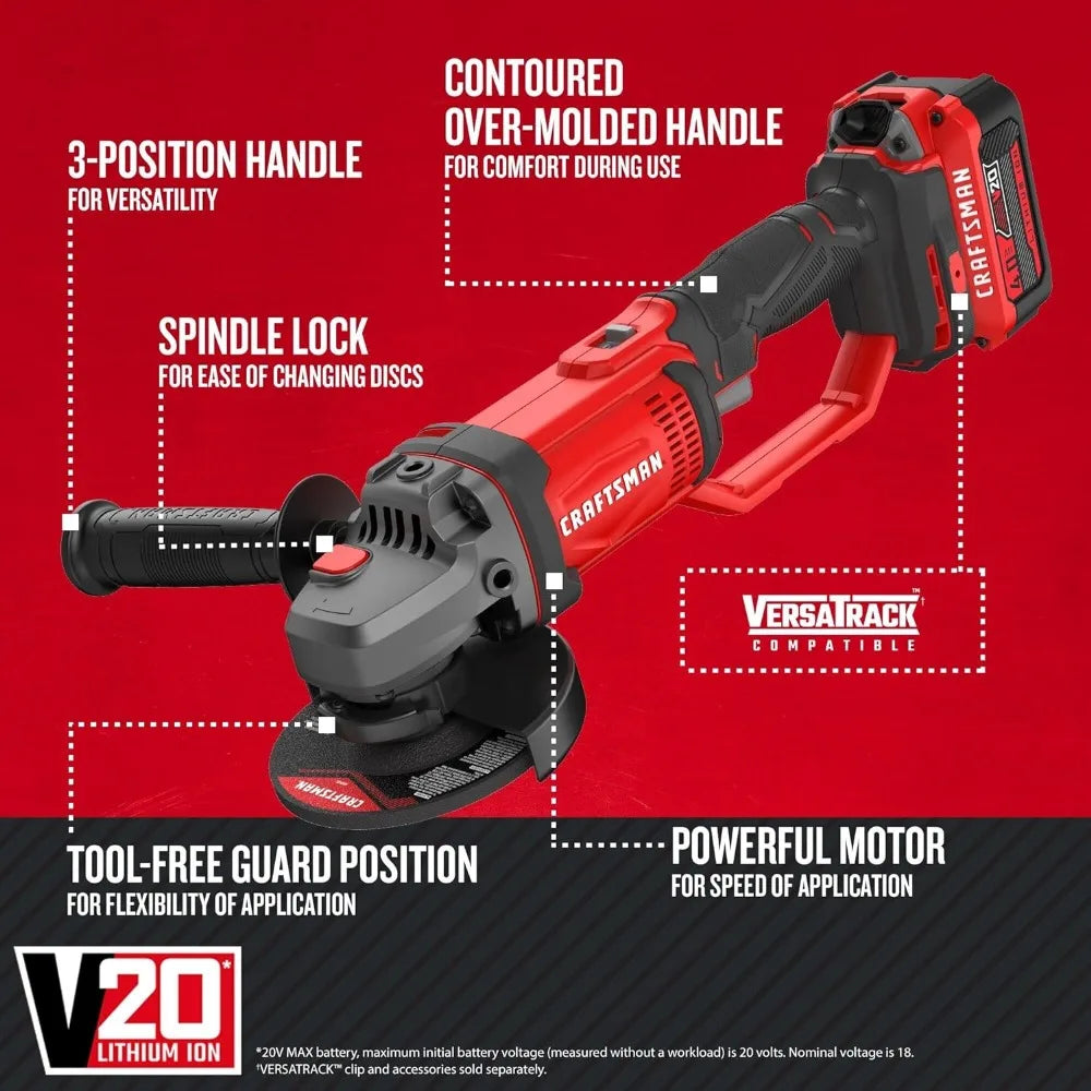 2024 NEW V20 Cordless Angle Grinder Tool Kit, 4-1/2 inch, Battery and Charger Included