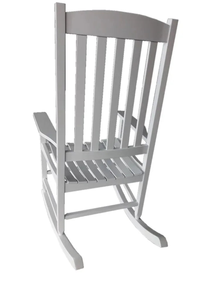 Outdoor Wood Porch Rocking Chair, White Color, Weather Resistant Finish