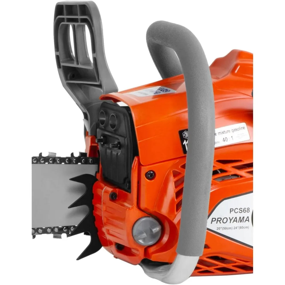 68CC Top Handle Chainsaw, 24"/20" Gas-Powered Handheld Cordless Saw for Tree Wood Cutting