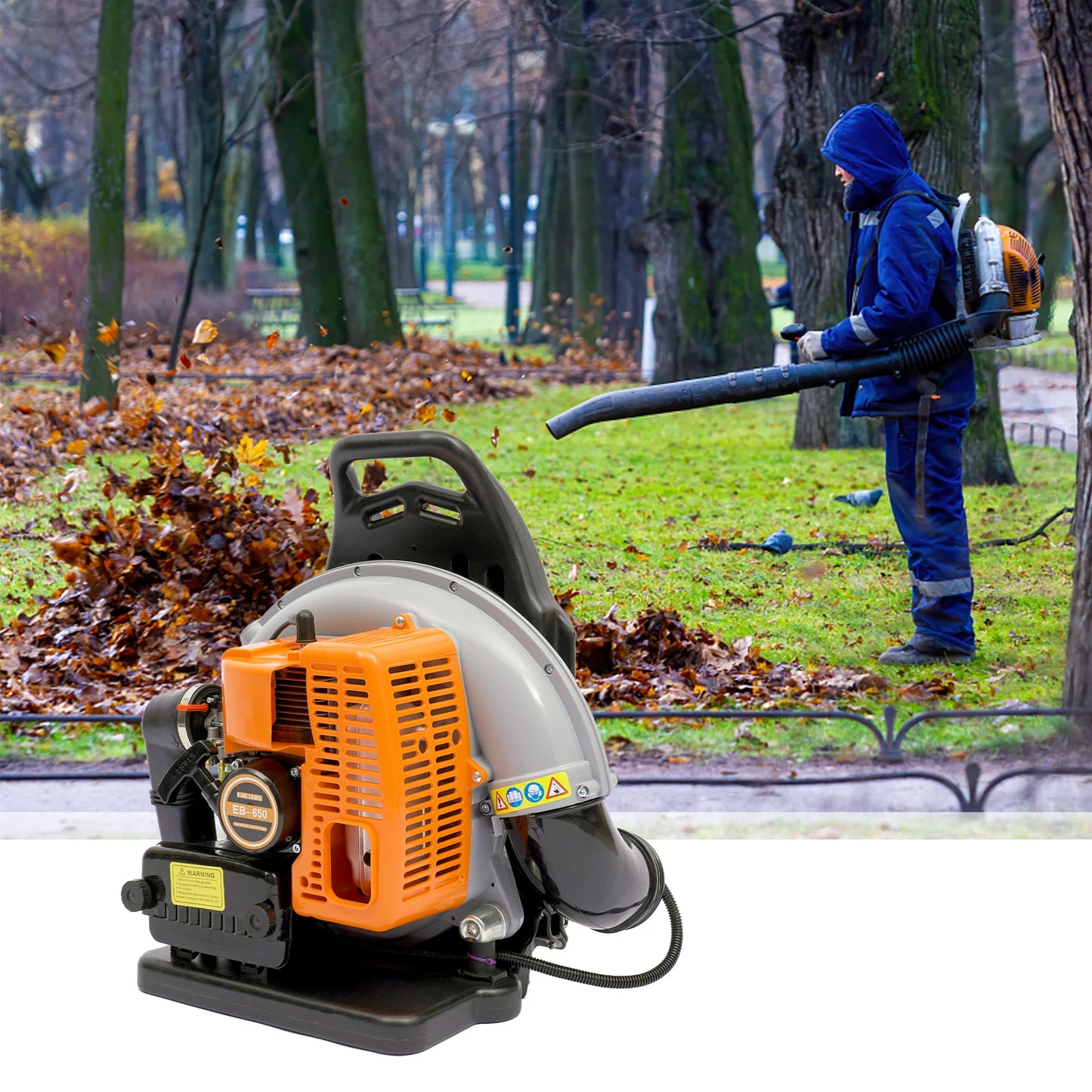 65CC 2 Stroke Petrol Backpack Leaf Air-cooled Blower Commercial Garden Yard Tool 2.7 kw 6800r/min