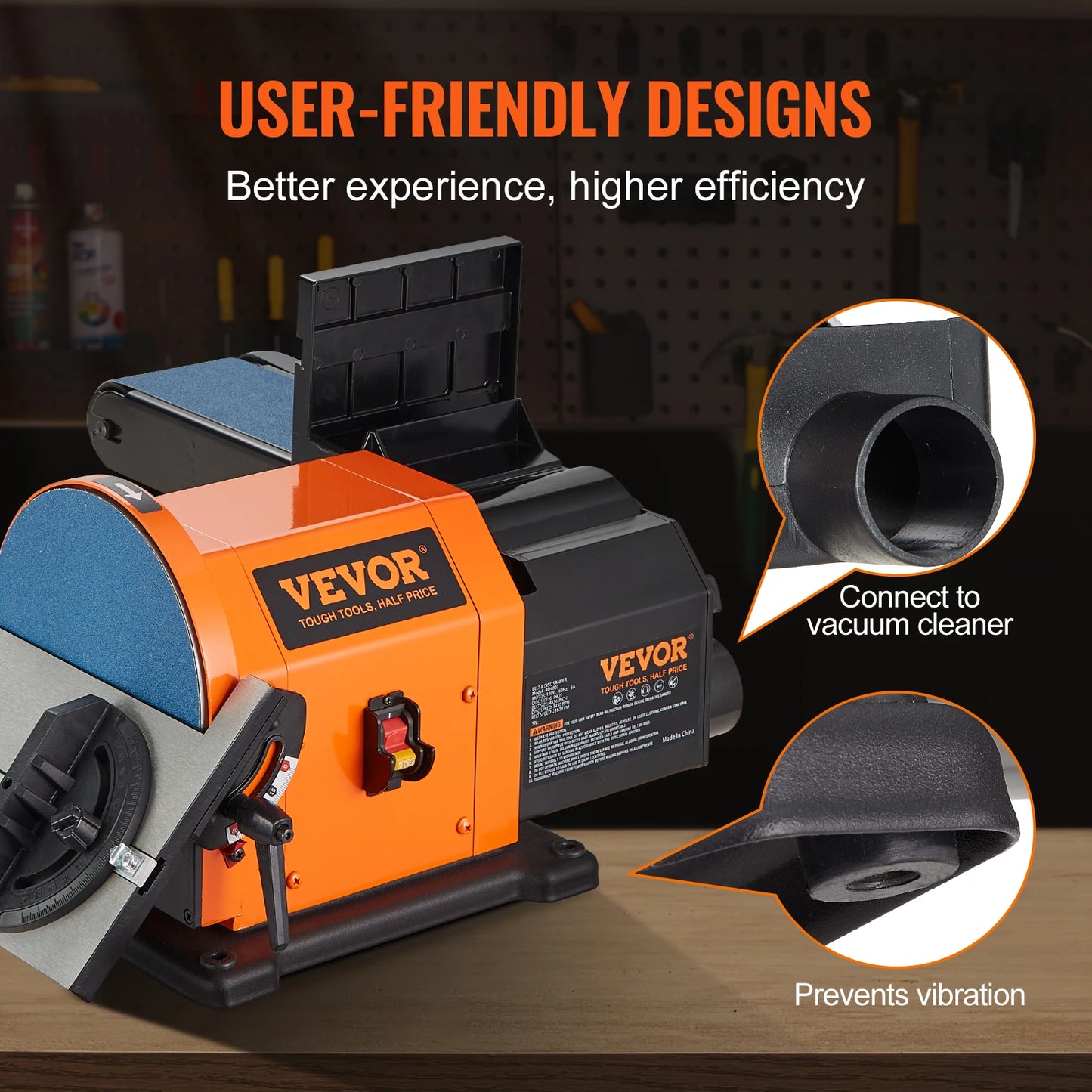 VEVOR Belt Disc Sander Combo with 5A/4.3A/2.5A Induction Motor Deburring Grinder Combo Bench - Link Logical Mall