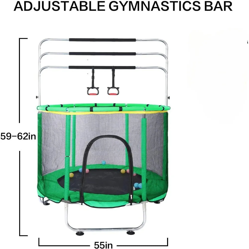 Kids' Trampoline with Basketball Hoop: 440lbs Capacity, Indoor/Outdoor, Safe Enclosure for Toddlers