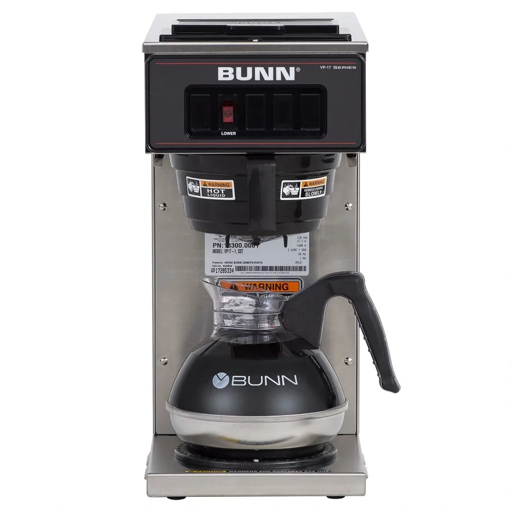 BUNN 13300.0001 VP17-1SS Pourover Coffee Brewer with 1-Warmer, Stainless Steel, Silver, Standard