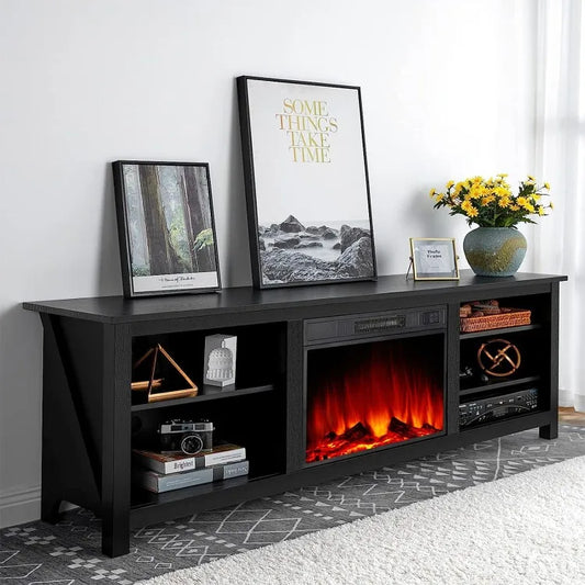 Rustic Charm: 23'' Electric Fireplace TV Stand - Farmhouse Wood Entertainment Center