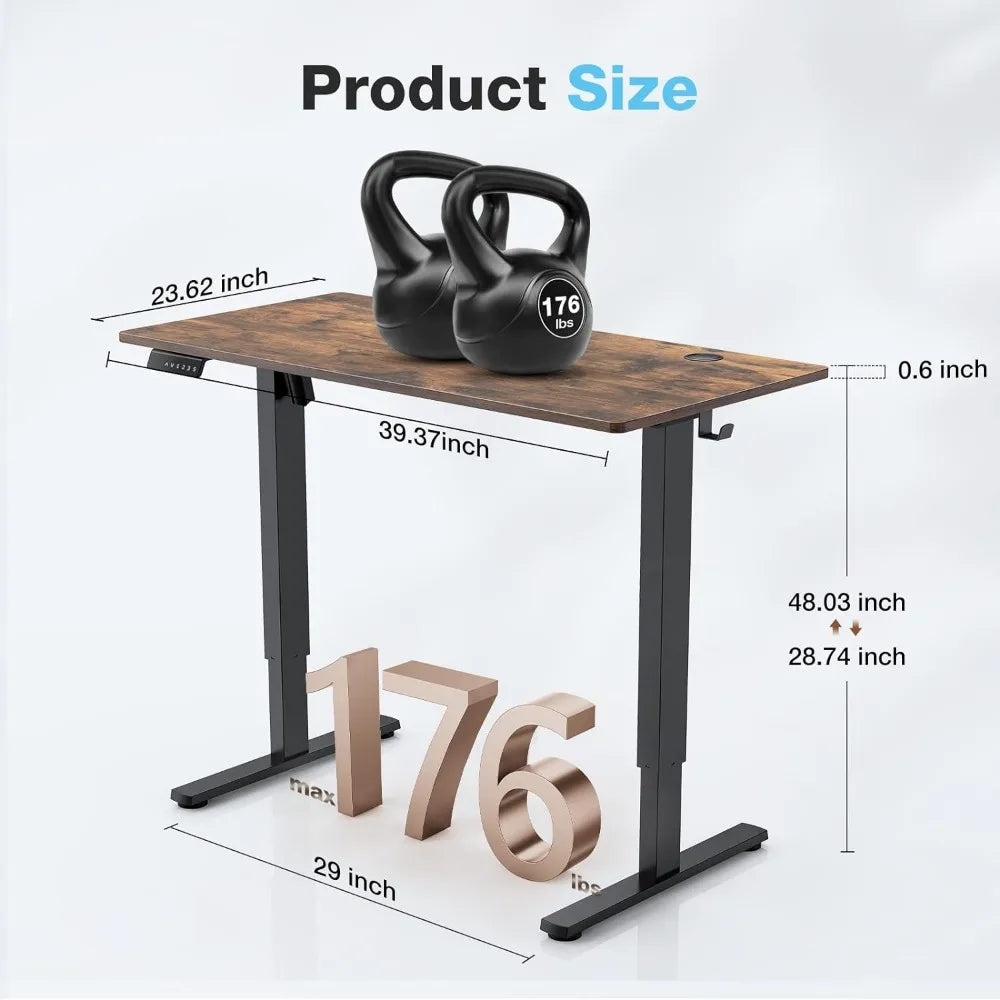 Electric Standing Desk: 40x24in Adjustable Height Stand-up Computer Desk for Home Office