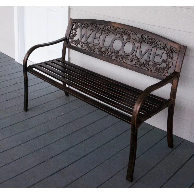 Leigh Country TX94101 Metal Welcome Outdoor Bench