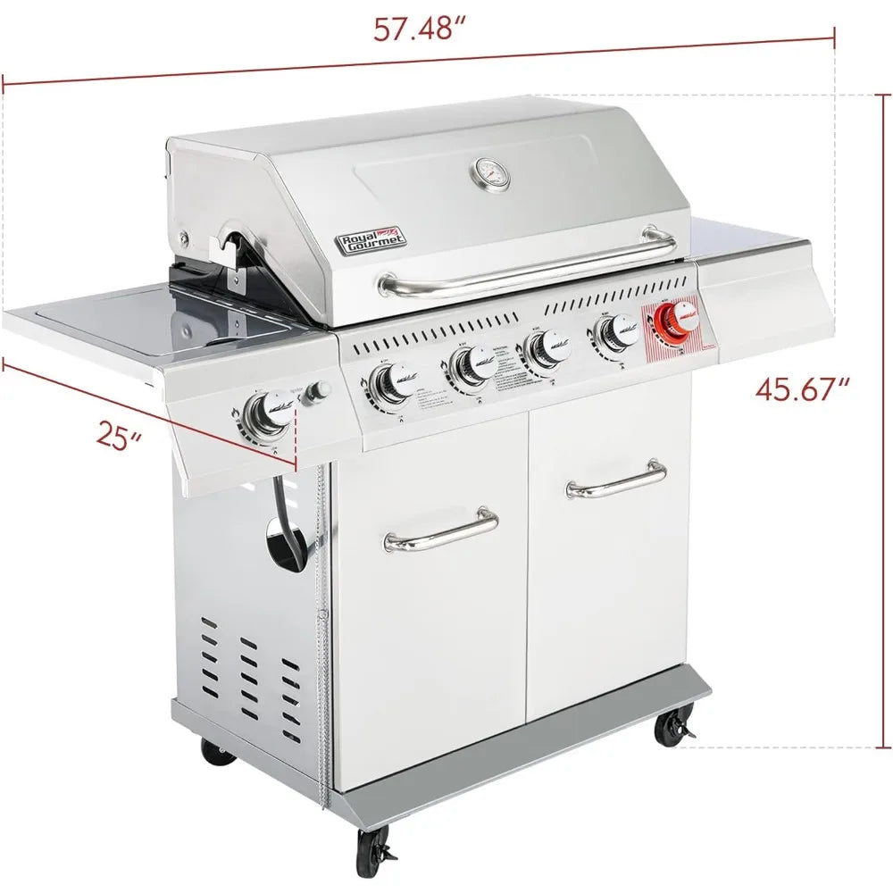 Royal Gourmet 5-Burner Propane Gas Grill with Side Burner, Stainless Steel