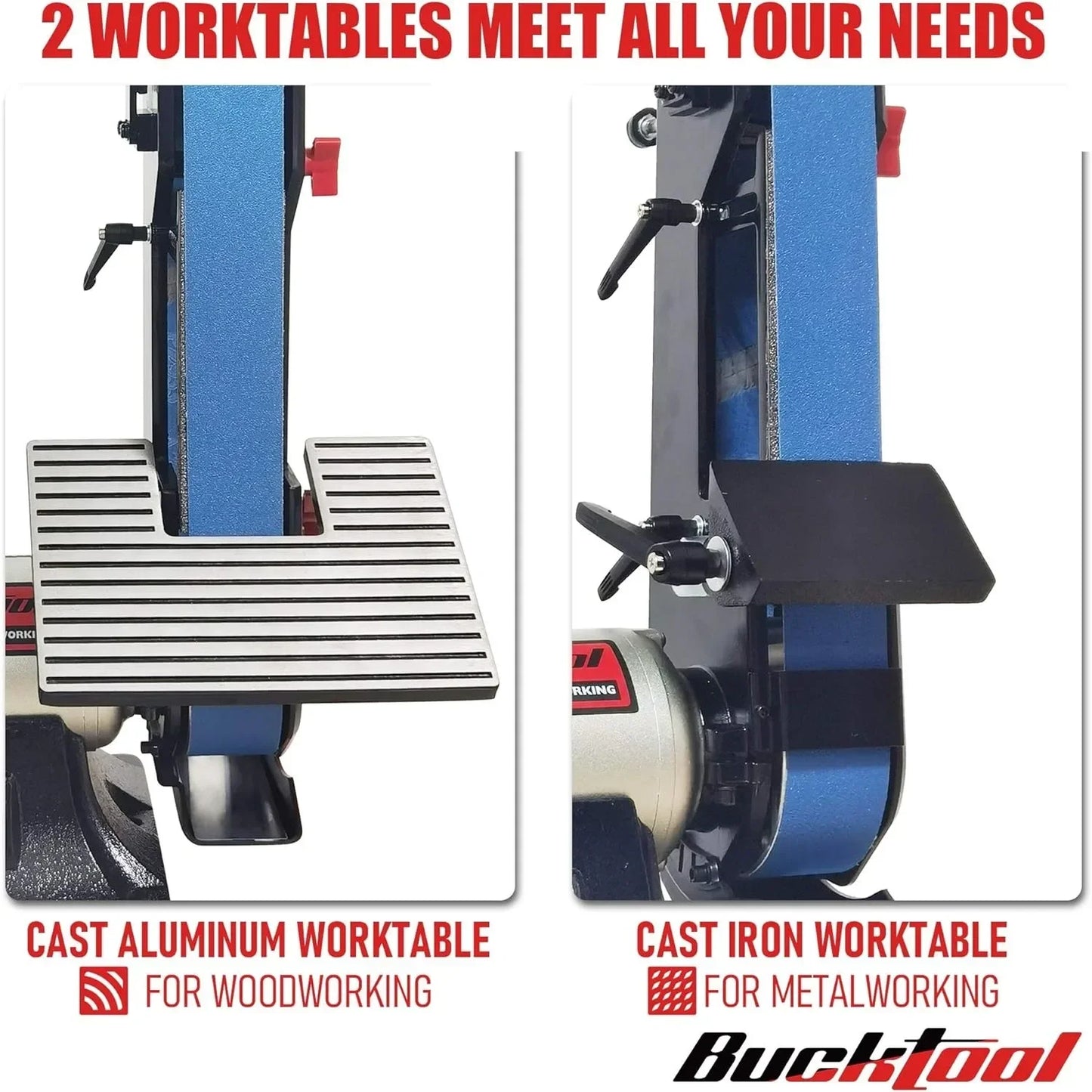 Combo 2" x 42" Belt Sander 6" Bench Grinder, Knife Sharpener with Large Work Table BG2600 Upgraded Model