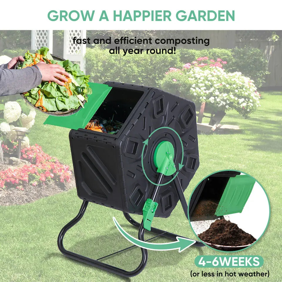 18.5 Gal Compost Bin Compost Tumbler Single Chamber Composter Outdoor Garden