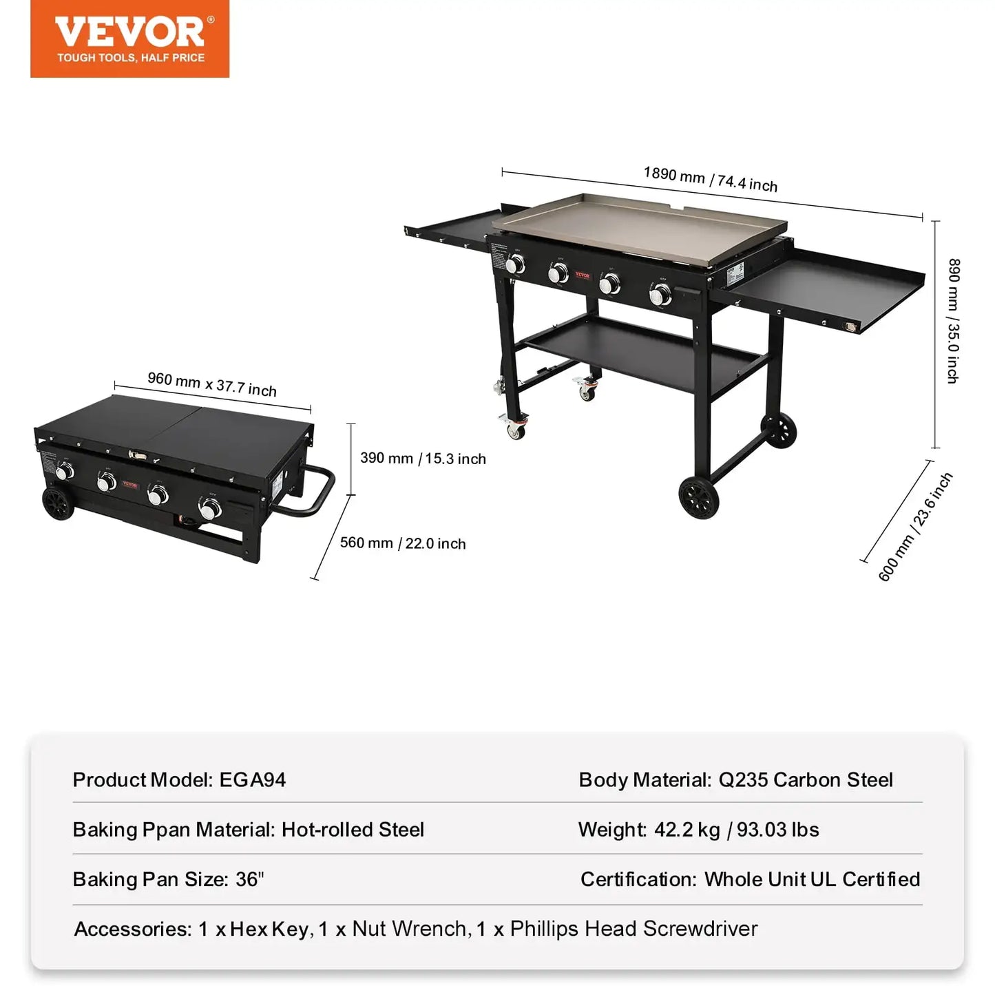 4-Burner 36" Griddle Cooking Station Countertop Commercial Gas Griddle Flat Top