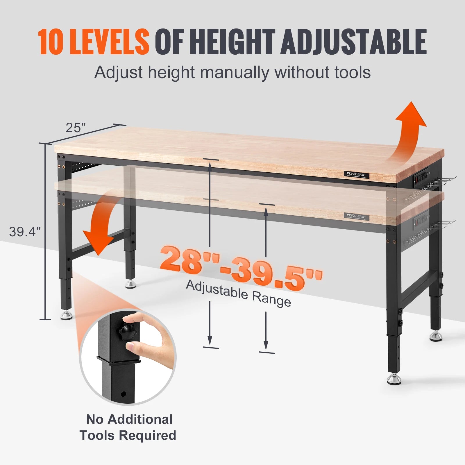 VEVOR Multifunctional Wood Work Bench Operation Saw Table with 10-Height Adjustable Holes Inverted - Link Logical Mall