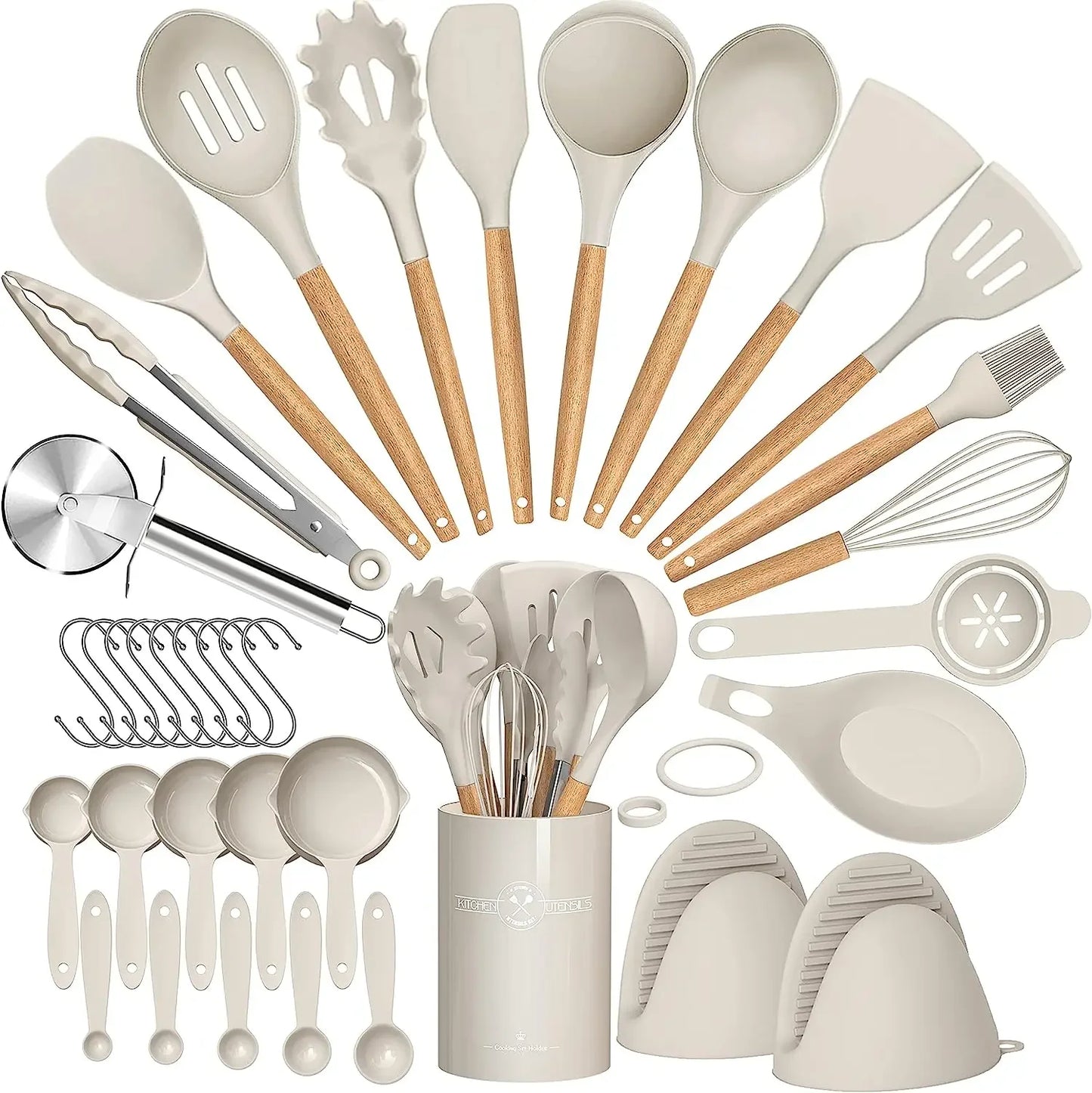 36pcs silicone utensil cooking set with holder