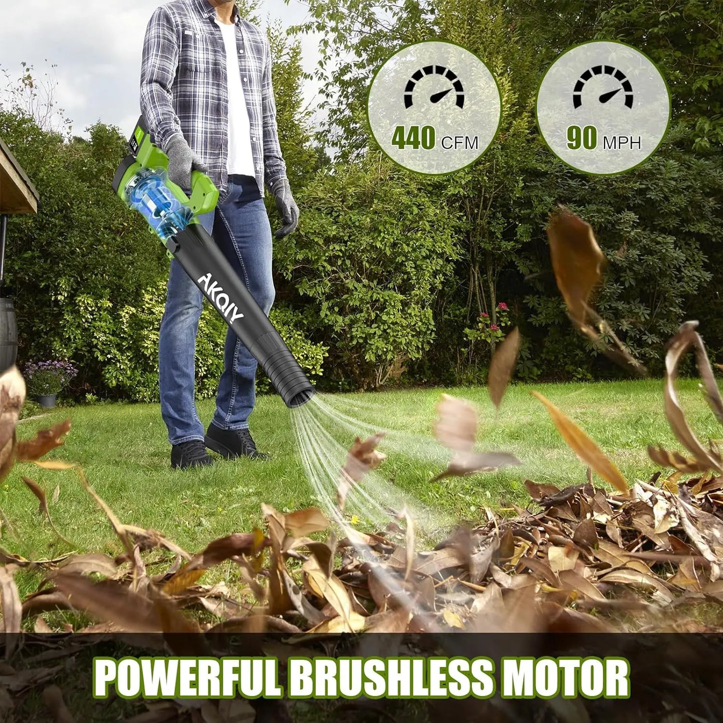 Cordless Leaf Blower, Lightweight Leaf Blower with 2X 21V4.0 Ah Batteries & Charger