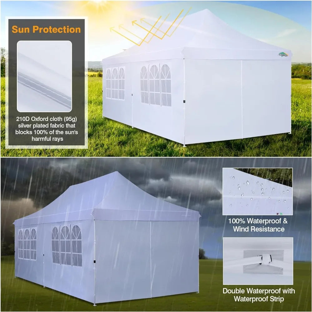 10x20 Pop-Up Canopy with 6 Removable Sidewalls - Ideal Outdoor Shelter for Parties, Weddings