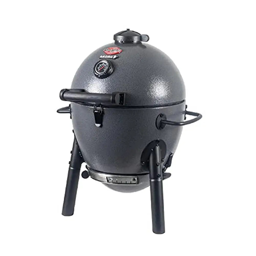 Portable Kamado Charcoal Grill & Smoker w/ Cast Iron Grates Easy Ash Pan 155 Sq In Cooking Space