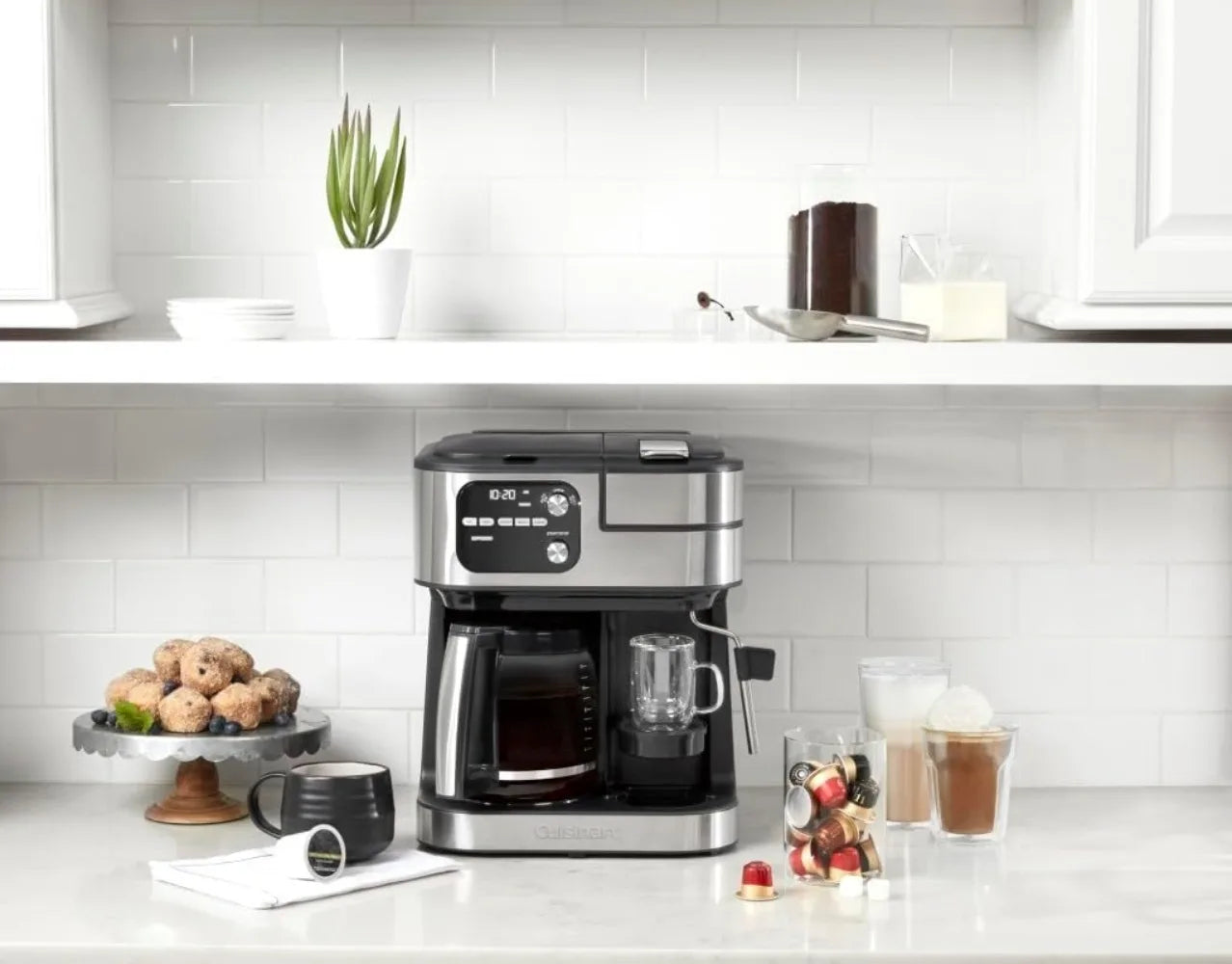 Cuisinart Coffee Maker Barista System, Coffee Center 4-In-1 Coffee Machine, Single-Serve Coffee, Espresso & Nespresso Capsule