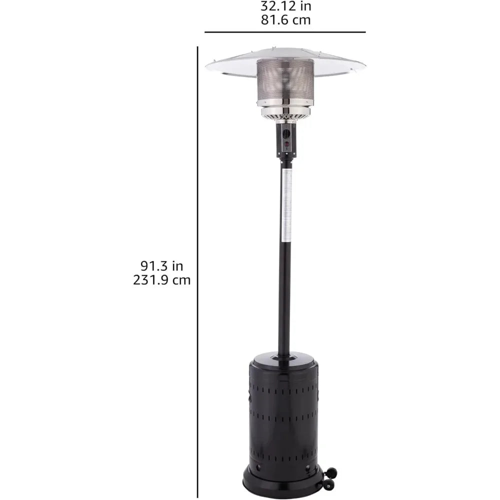 Slate Gray Outdoor Propane Patio Heater: 46,000 BTU Commercial & Residential Heating with Wheels