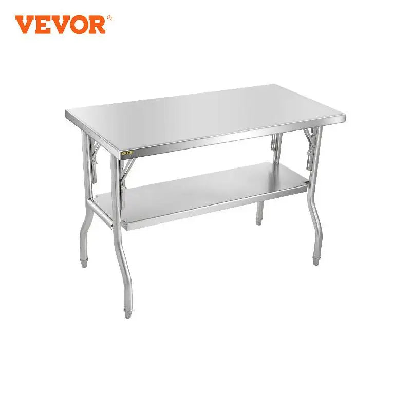 VEVOR Commercial Worktable 48 x 24 Inch Folding Table, Heavy-duty Stainless Steel w/ 772 lbs Load