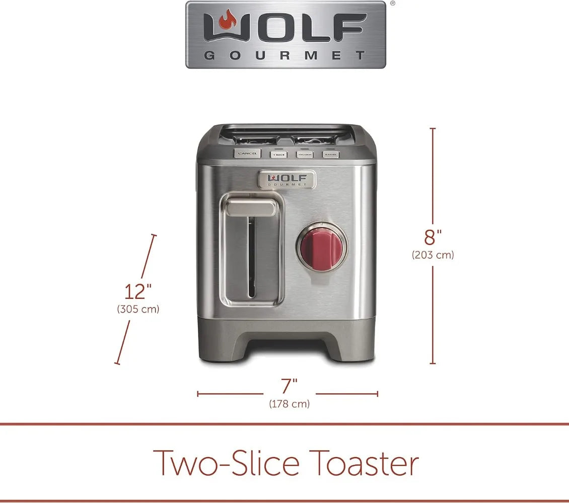 Wolf Gourmet 2-Slice Extra-Wide Slot Toaster with Shade Selector, Bagel and Defrost Settings