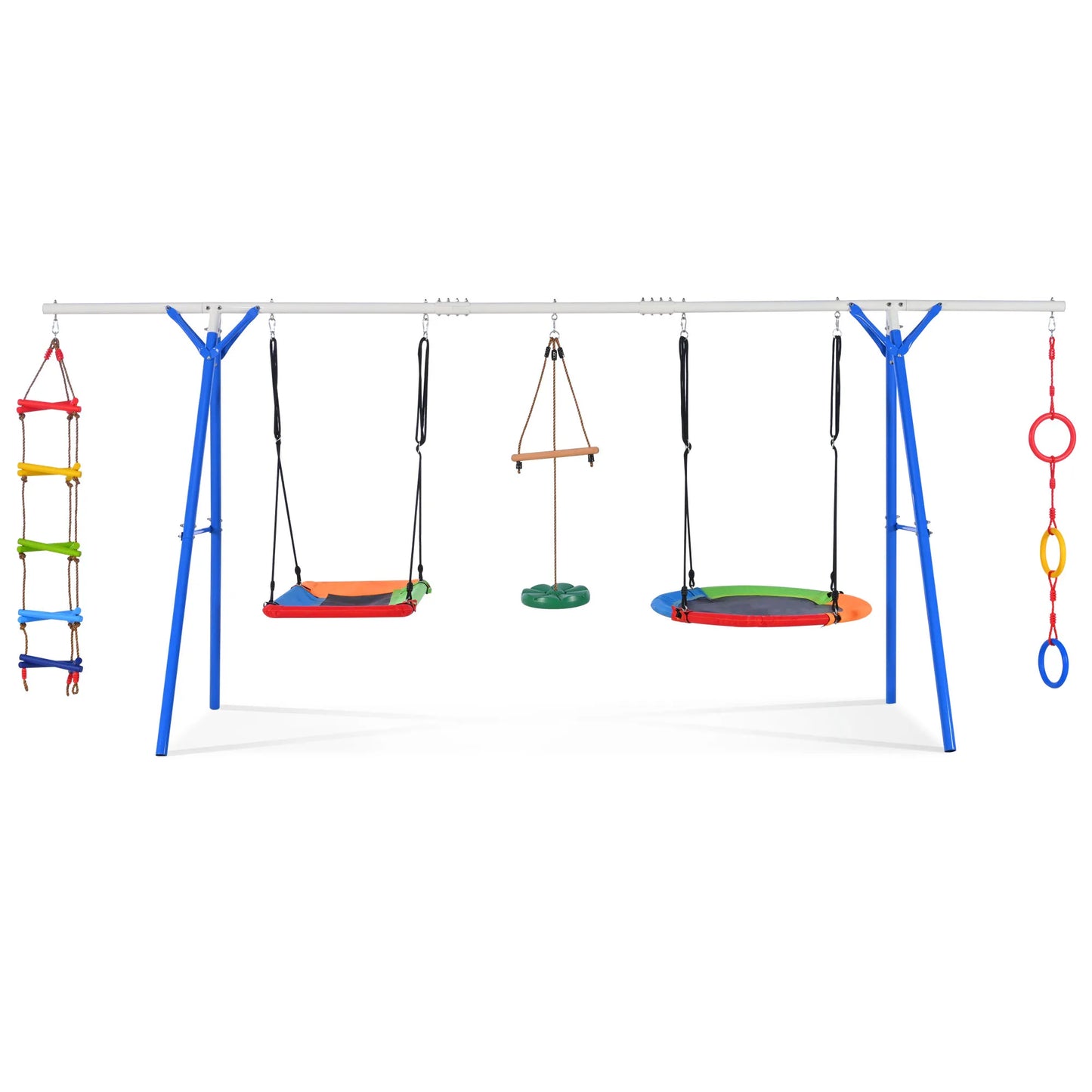 5-in-1 Outdoor Toddler Swing Set: Steel Frame, Multifunction Playsets for Backyard Playground