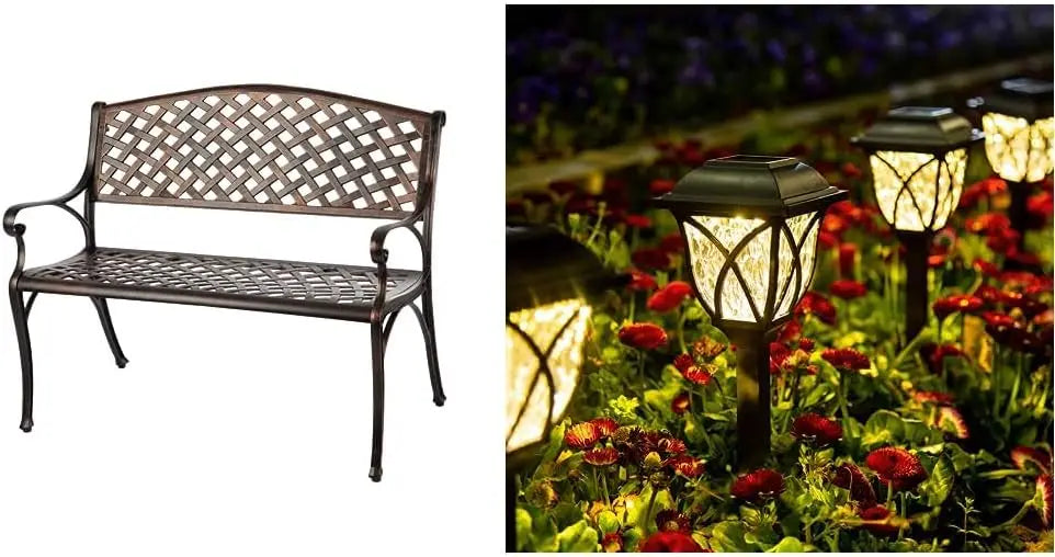 Lightweight Cast Aluminum Patio Bench: Perfect for Garden & Backyard Relaxation