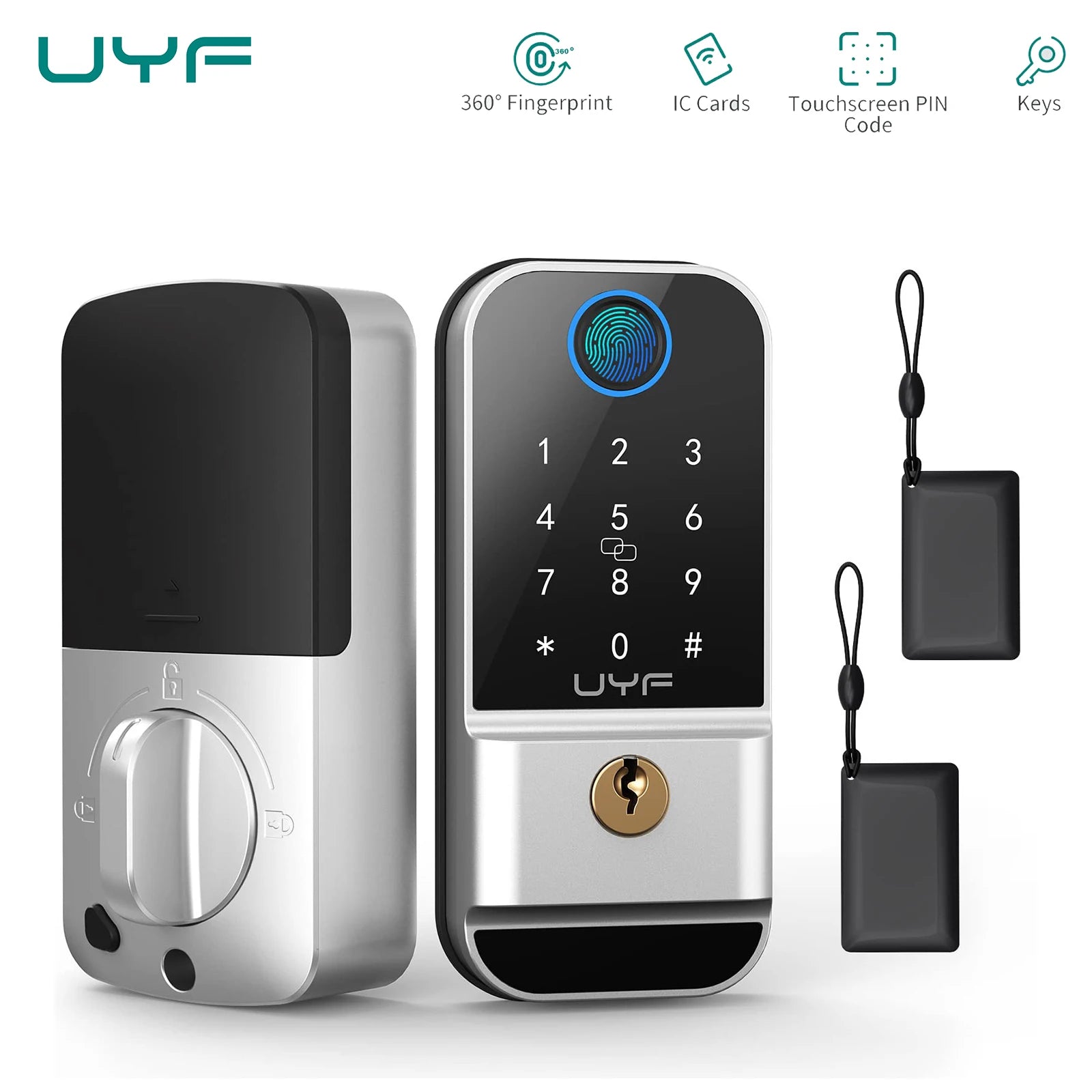 Hornbill Fingerprint Keyless Entry Door Lock M4 Smart Deadbolt  Lock IC Card - Link Logical Mall