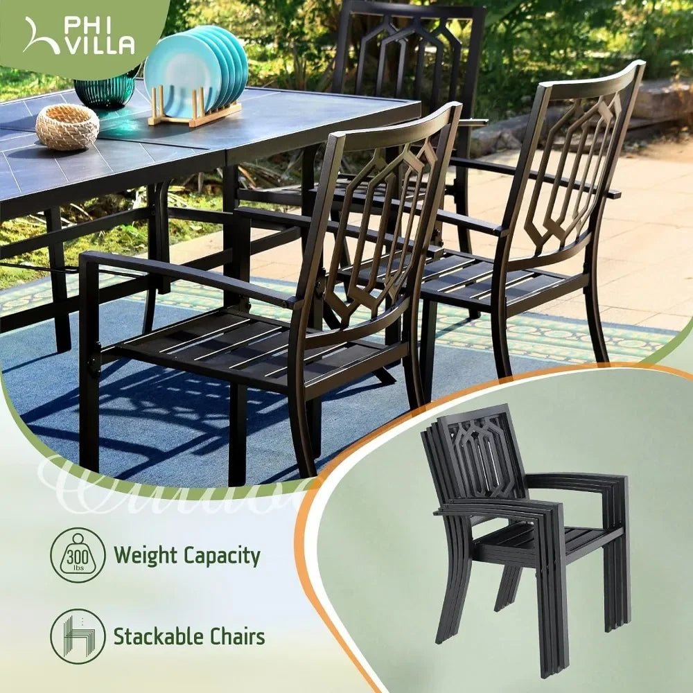 7-Piece Patio Dining Set: Large Rectangle Bistro Table, 4 Chairs, 300LBS Capacity