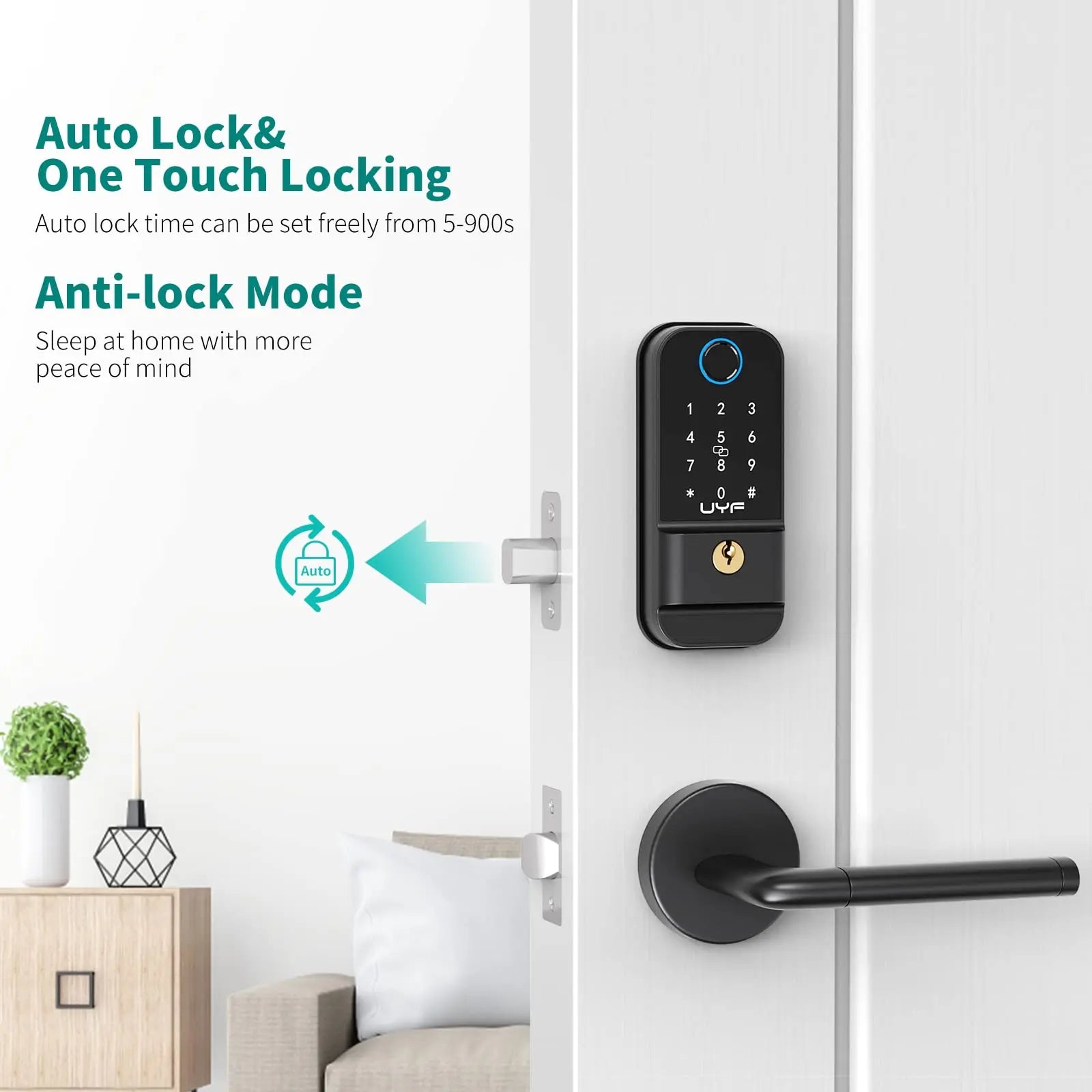 Hornbill Fingerprint Keyless Entry Door Lock M4 Smart Deadbolt  Lock IC Card - Link Logical Mall