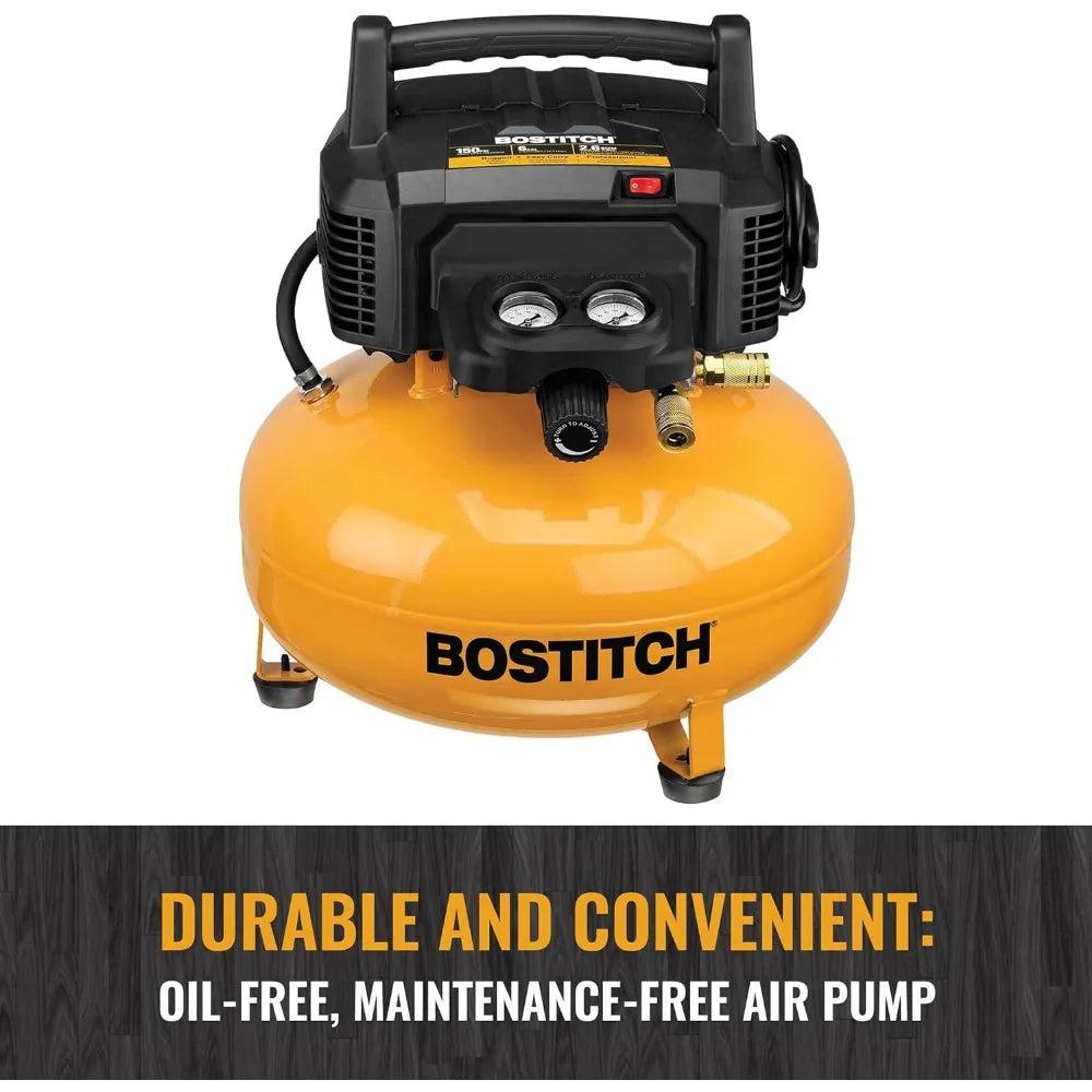 BOSTITCH Air Compressor Kit, Oil-Free, 6 Gallon, 150 PSI (BTFP02012-WPK)