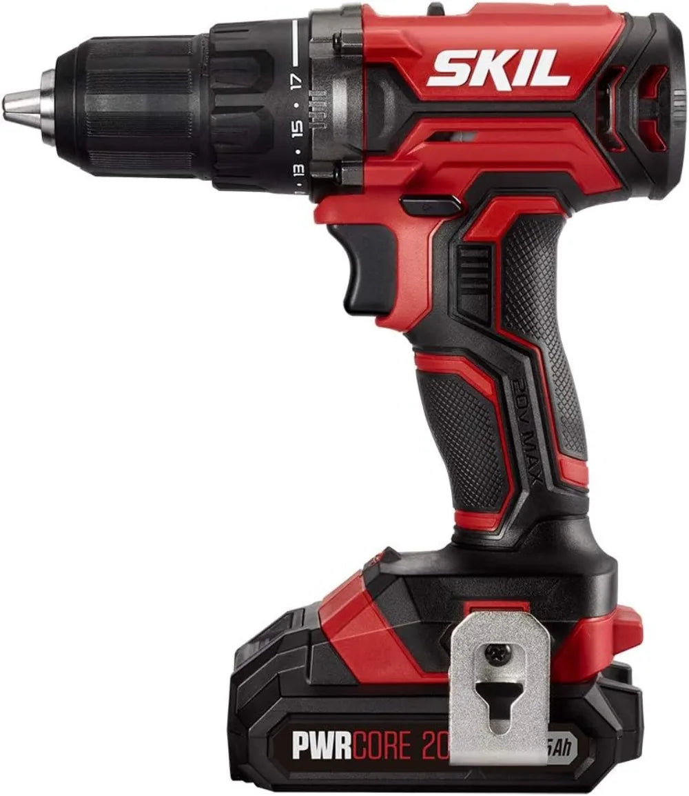 Complete 20V Cordless Tool Kit: Drill, Impact Driver, Saw, LED Spotlight, 2 Batteries Included