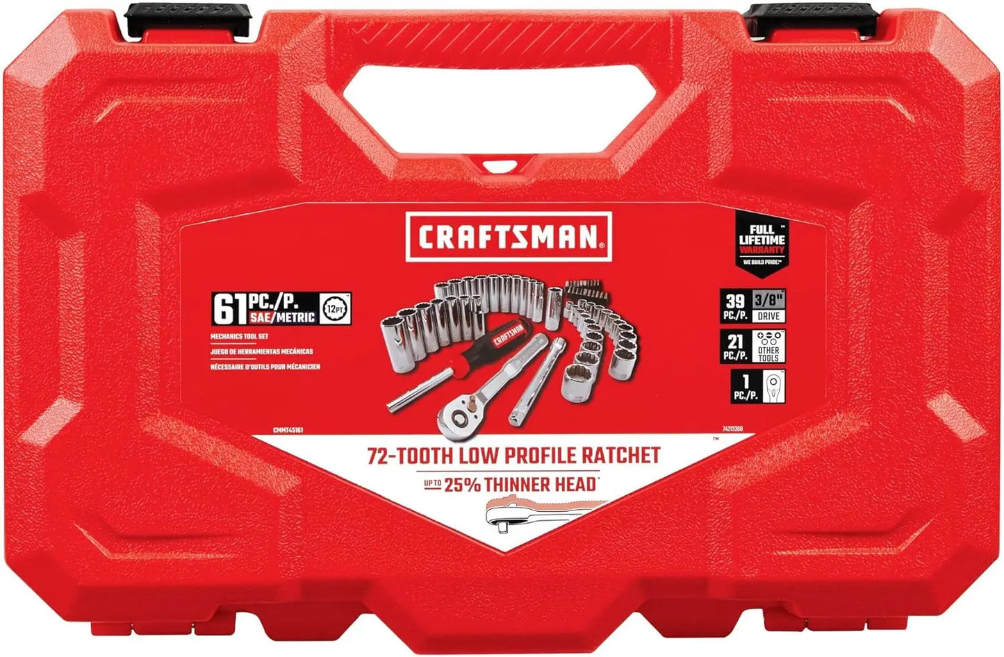 Mechanics Tool Set, 3/8 Inch Drive, 61 Piece (CMMT45161)