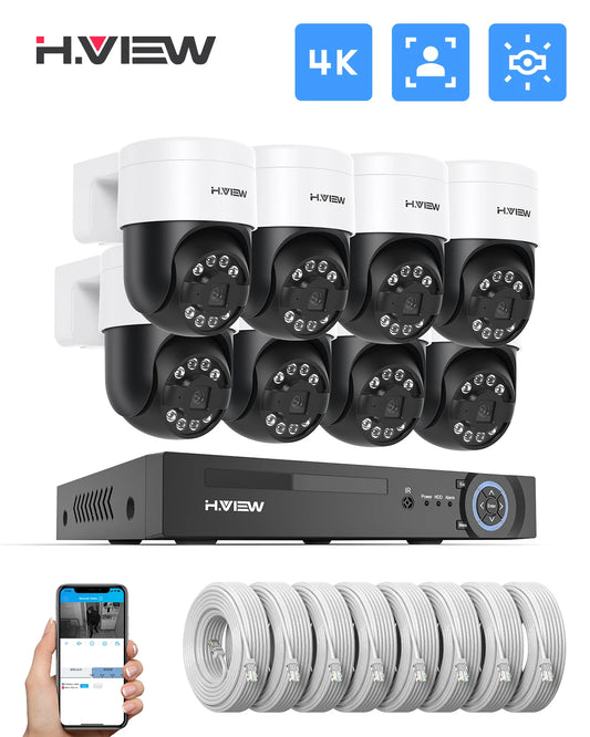 H.view 8Ch 4K 5MP 8MP Cctv Security Camera System Ptz Ip Camera Humanoid Detection - Link Logical Mall