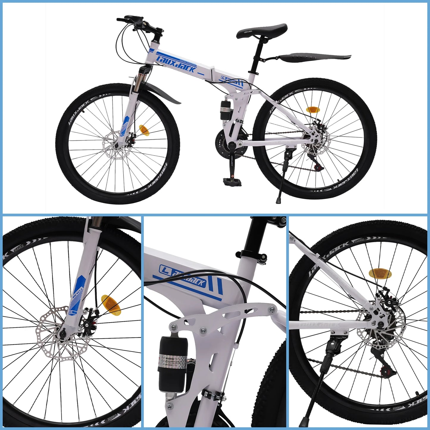 26" Folding Mountain Bike with Dual Disc Brake Men Women Bikes 21-Speed - Link Logical Mall