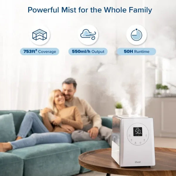 LEVOIT LV600S Smart Warm & Cool Mist Humidifier: 6L, 753ft² Coverage, Bedroom & Large Room