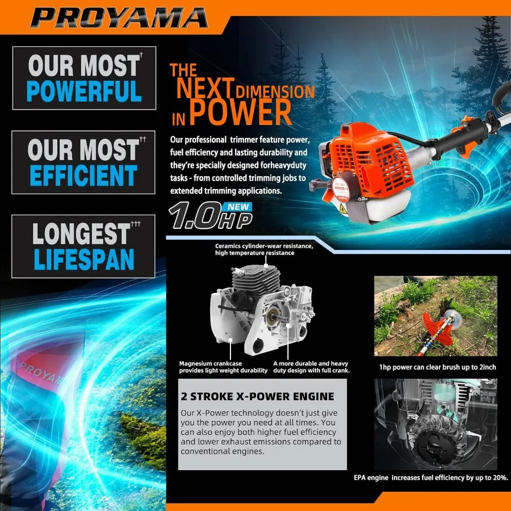 PROYAMA 26cc Weed Eater/Wacker 2-Cycle Gas String Trimmer/Edger, 3 in 1 Brush Cutter - Link Logical Mall