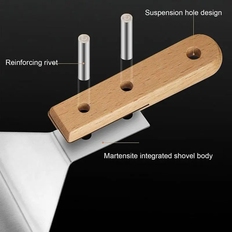 Durable Griddle Scraper with Wooden Handle: Corrosion-Resistant Cooking Accessory