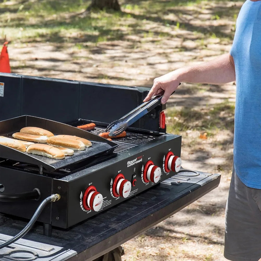 4-Burner Tailgater Grill & Griddle Combo, Portable Propane 2-in-1 Combo Design